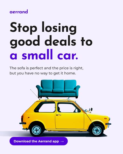 Aerrand advert, lavender version: stop losing good deals to a small car
