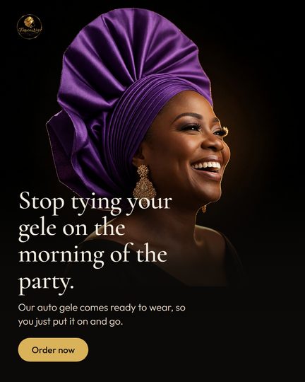 Turbans by Veev advert: stop tying your gele on the morning of the party